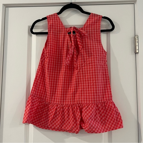 Pink & Red Gingham Peplum J. Crew Top - Picture 2 of 2